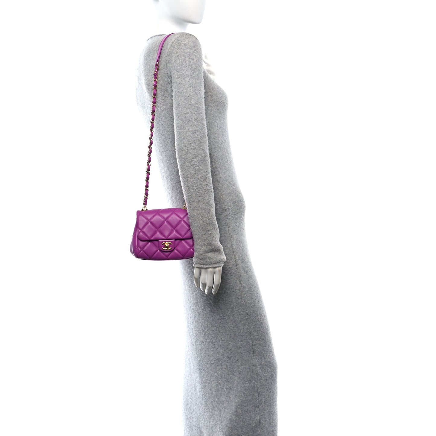 Lambskin Quilted Mini Flap Purple