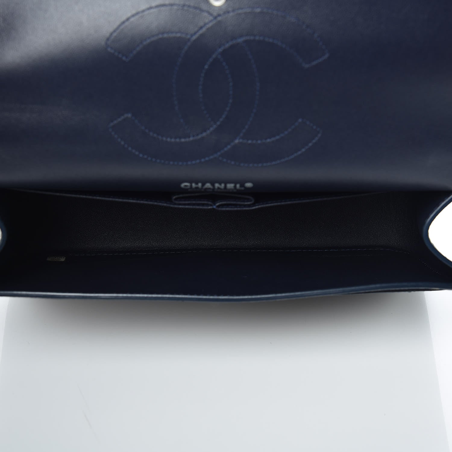 Chanel Calfskin Stitched Jumbo Double Flap Brown Blue 5 of 12