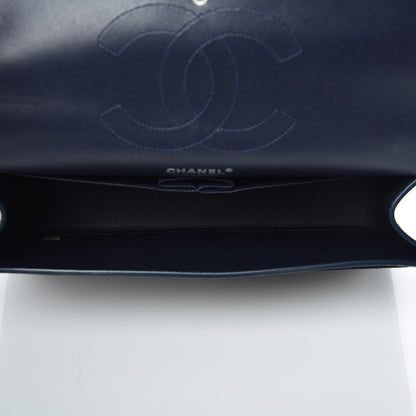 Chanel Calfskin Stitched Jumbo Double Flap Brown Blue 5 of 12