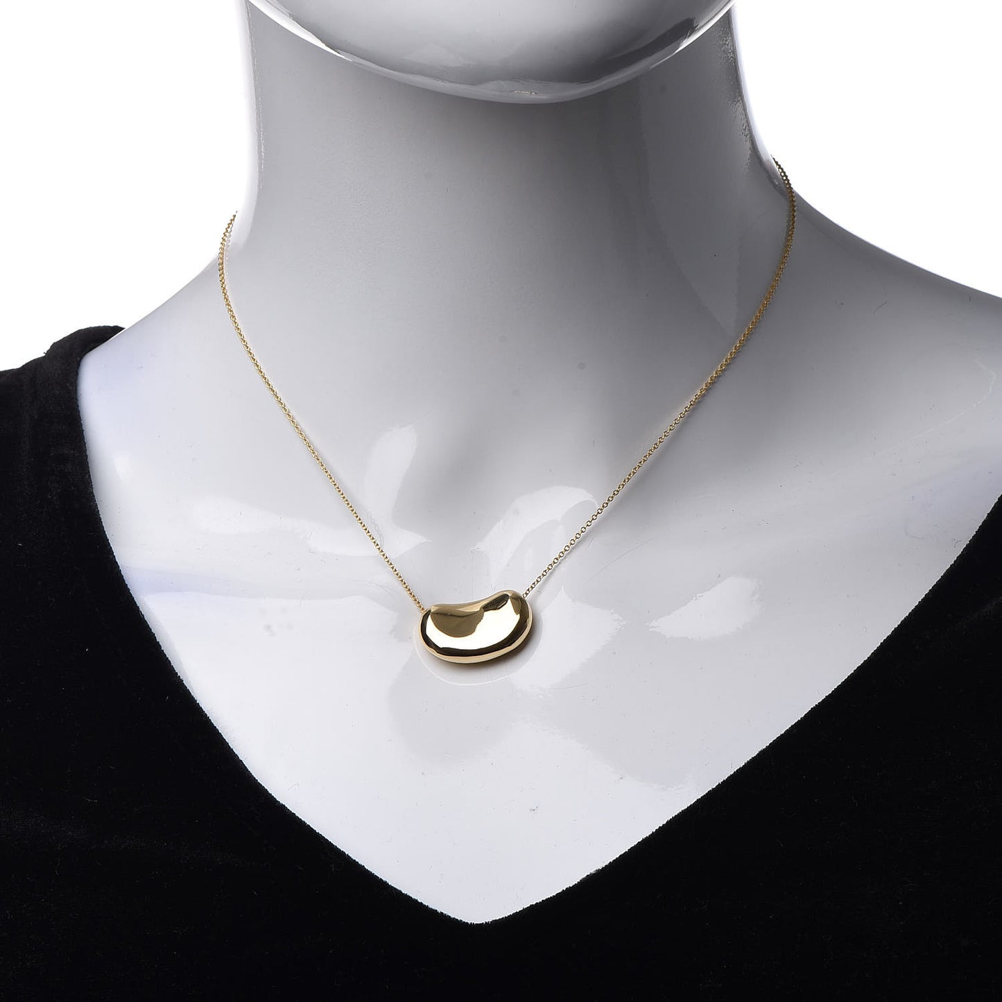 18K Yellow Gold 20mm Elsa Peretti Bean Pendant Necklace