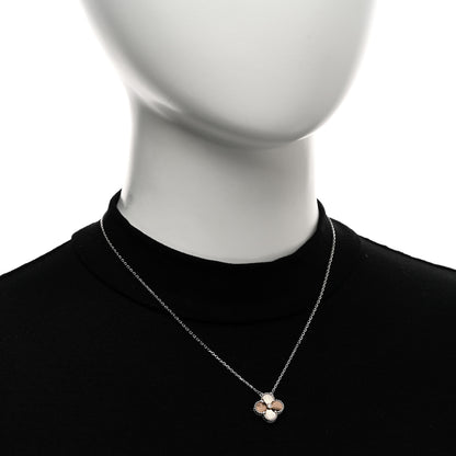 Van Cleef & Arpels 18K White Rose Gold Diamond Guilloche Vintage Alhambra Pendant Necklace 2 of 5