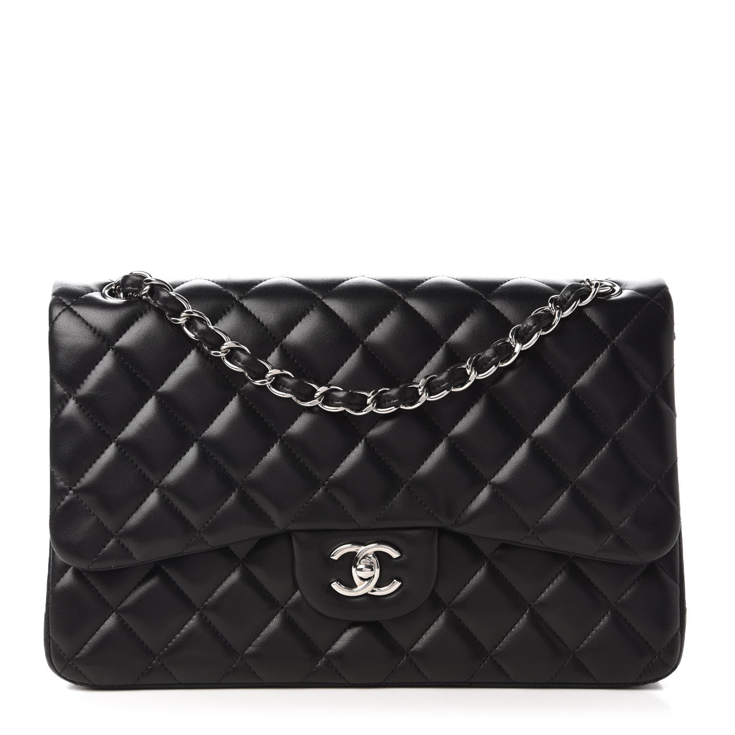 Chanel Lambskin Quilted Jumbo Double Flap Black 1 of 11