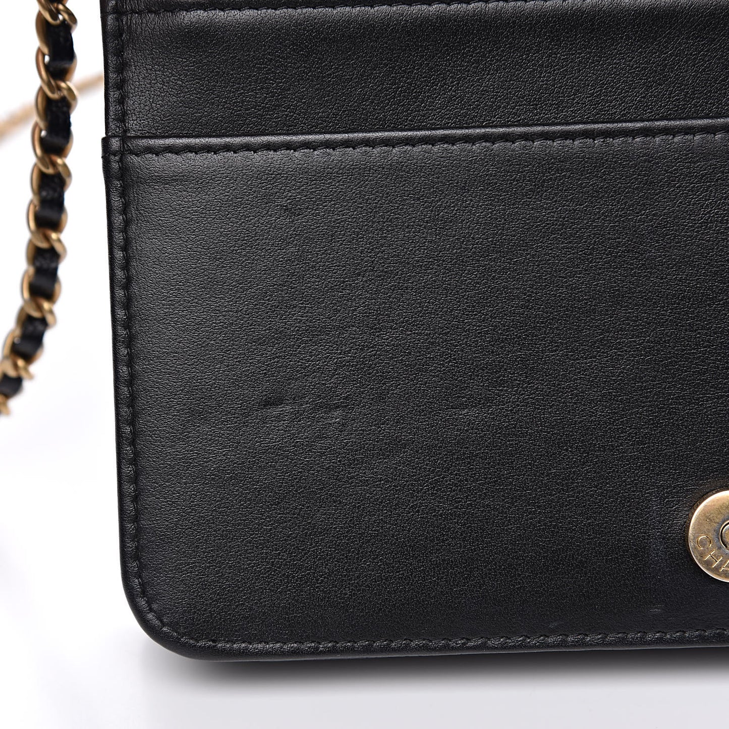 Caviar Chevron Quilted Boy Wallet On Chain WOC Black