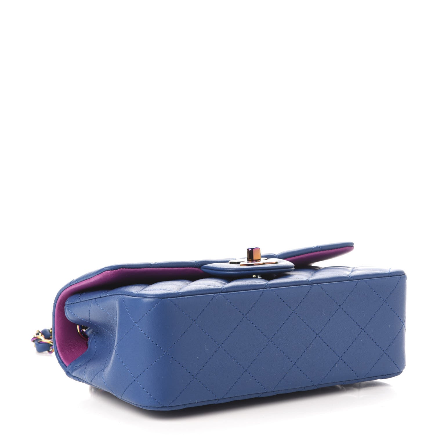 Chanel Lambskin Quilted Mini Rectangular Flap Blue Purple 4 of 10