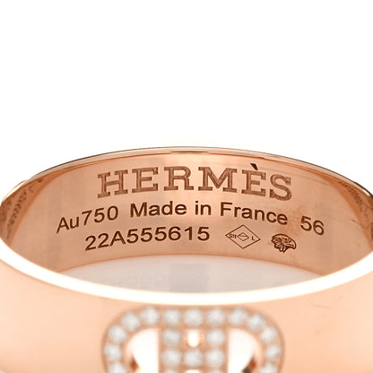 Hermes 18K Rose Gold Diamond PM H D'Ancre Ring 56 7.5 4 of 5