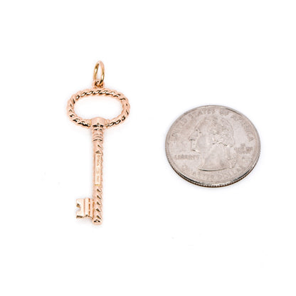 Tiffany 18K Rose Gold Twist Oval Key Pendant Necklace 2 of 4