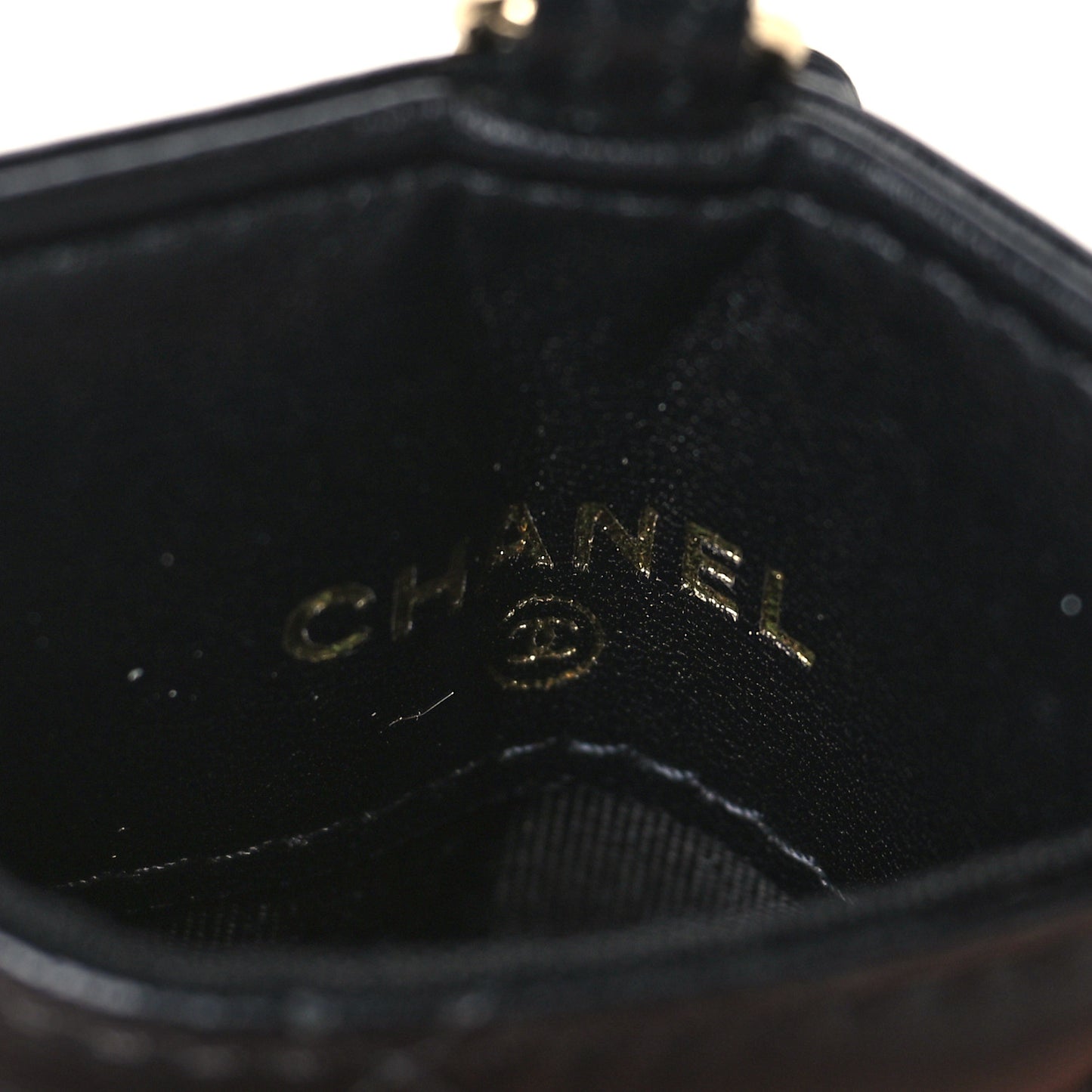 Lambskin Quilted Camellia Bow Card Holder On Chain Black