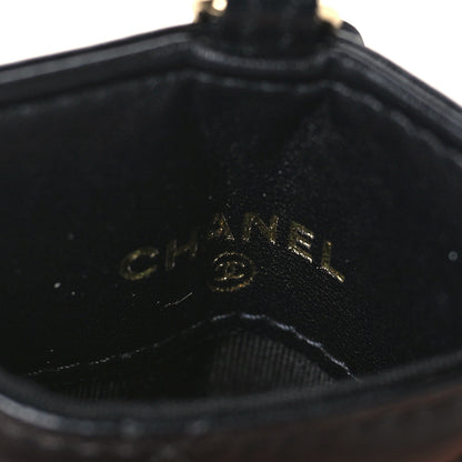 Chanel Lambskin Quilted Camellia Bow Card Holder On Chain Black 5 of 7