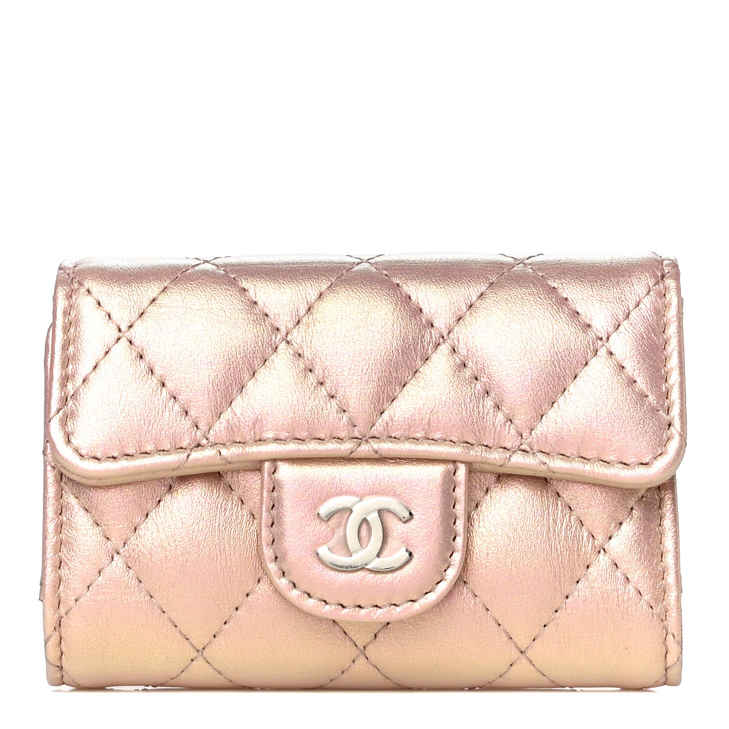 Chanel Iridescent Calfskin Quilted Classic 4 Key Holder Wallet Pink 1 of 13