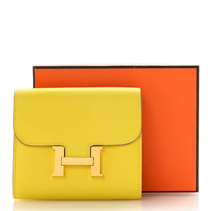 Hermes Evercolor Constance Compact Passant Wallet Lime 8 of 8