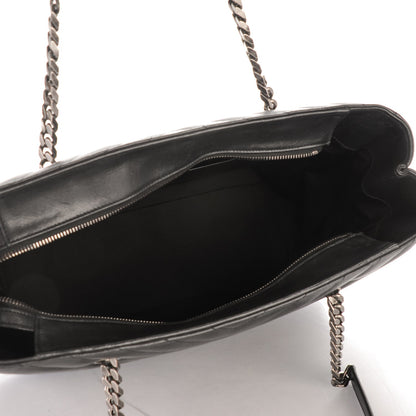 Saint Laurent Sheepskin Matelasse Chevron Large Monogram Shopping Bag Black 5 of 6