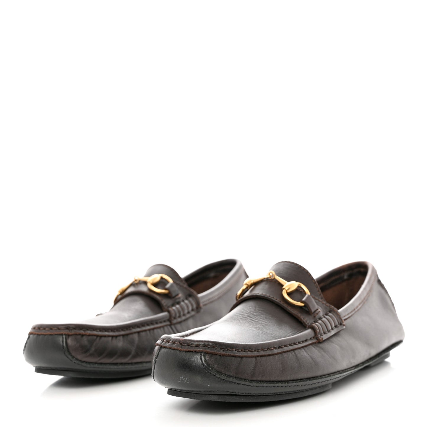 Calfskin Horsebit Mens Driver Loafers 7.5 Brown
