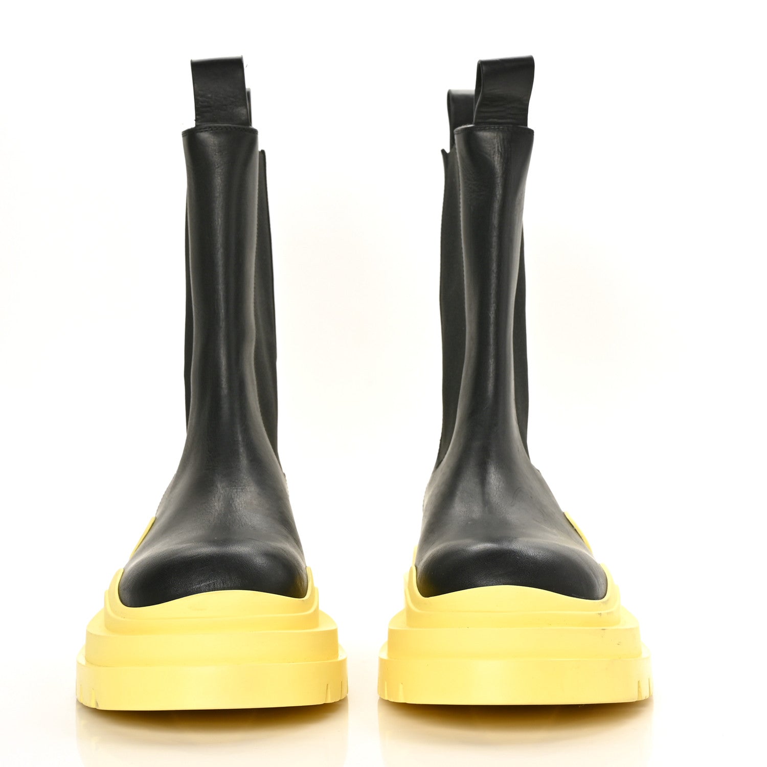 Bottega Veneta Calfskin The Tire Chelsea Boots 41 Black Yellow 2 of 8