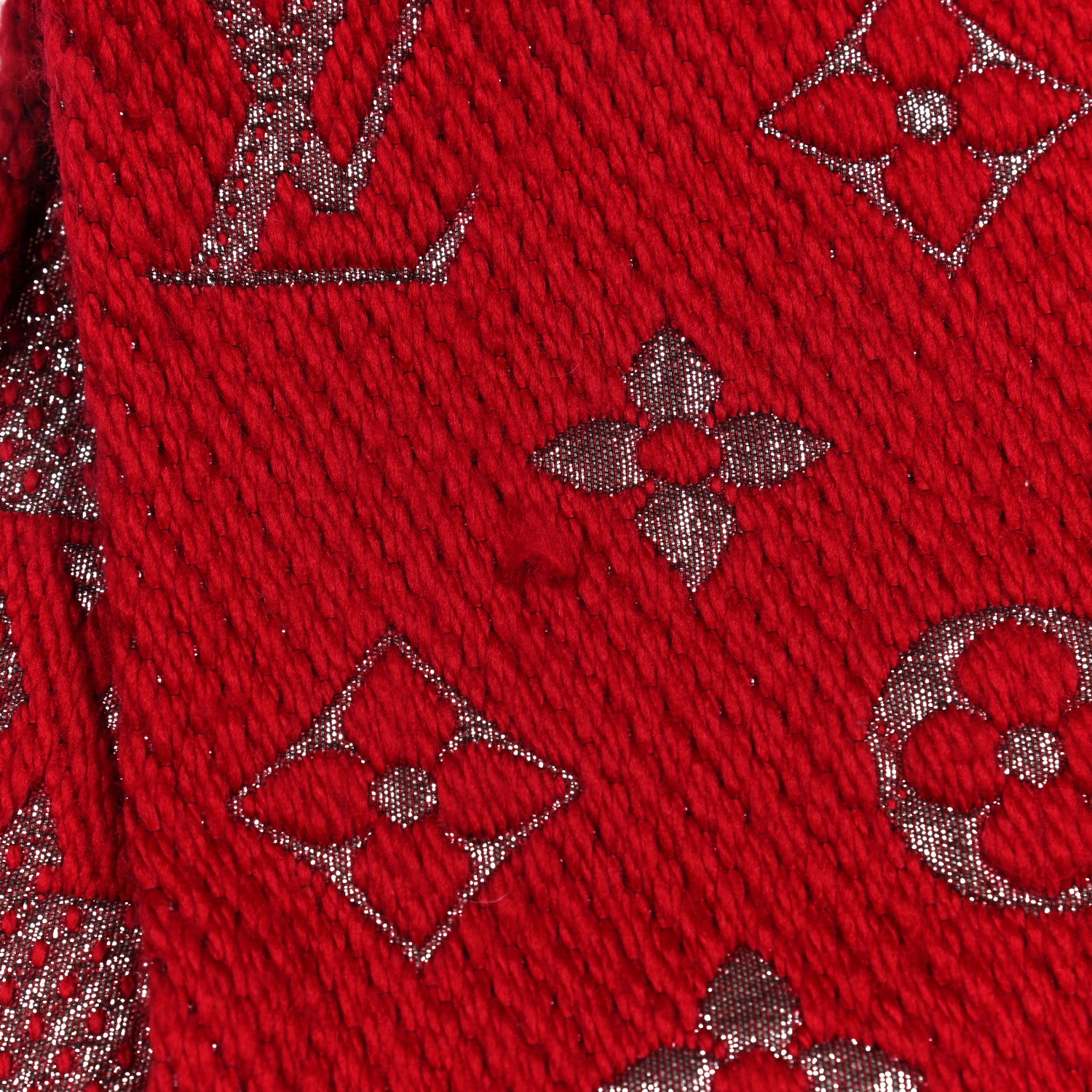 Louis Vuitton Wool Silk Logomania Shine Scarf Rubis 4 of 4