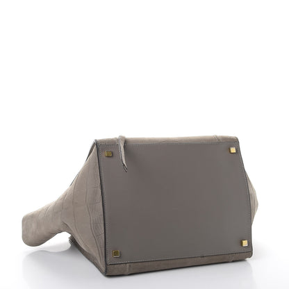Celine Crocodile Embossed Nubuck Medium Phantom Luggage Grey 4 of 16