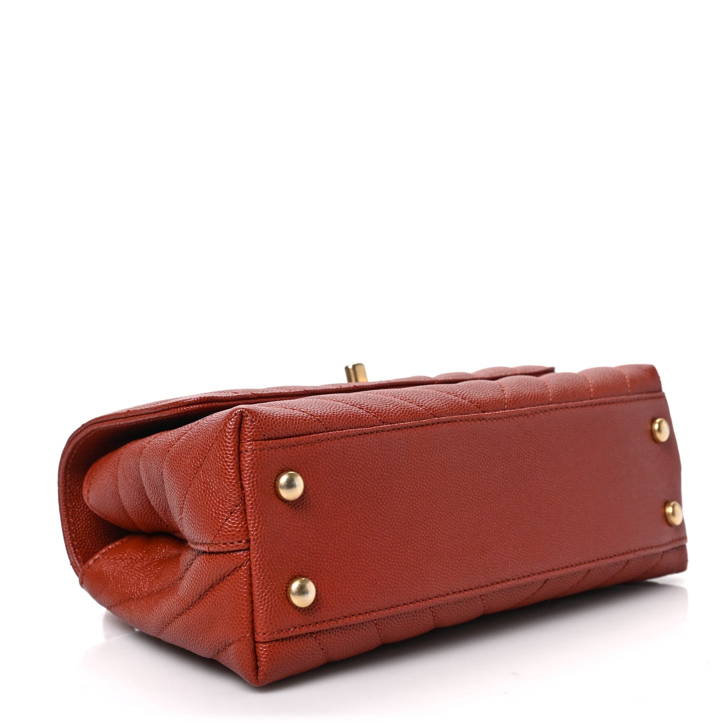 Caviar Chevron Quilted Mini Coco Handle Flap Brown