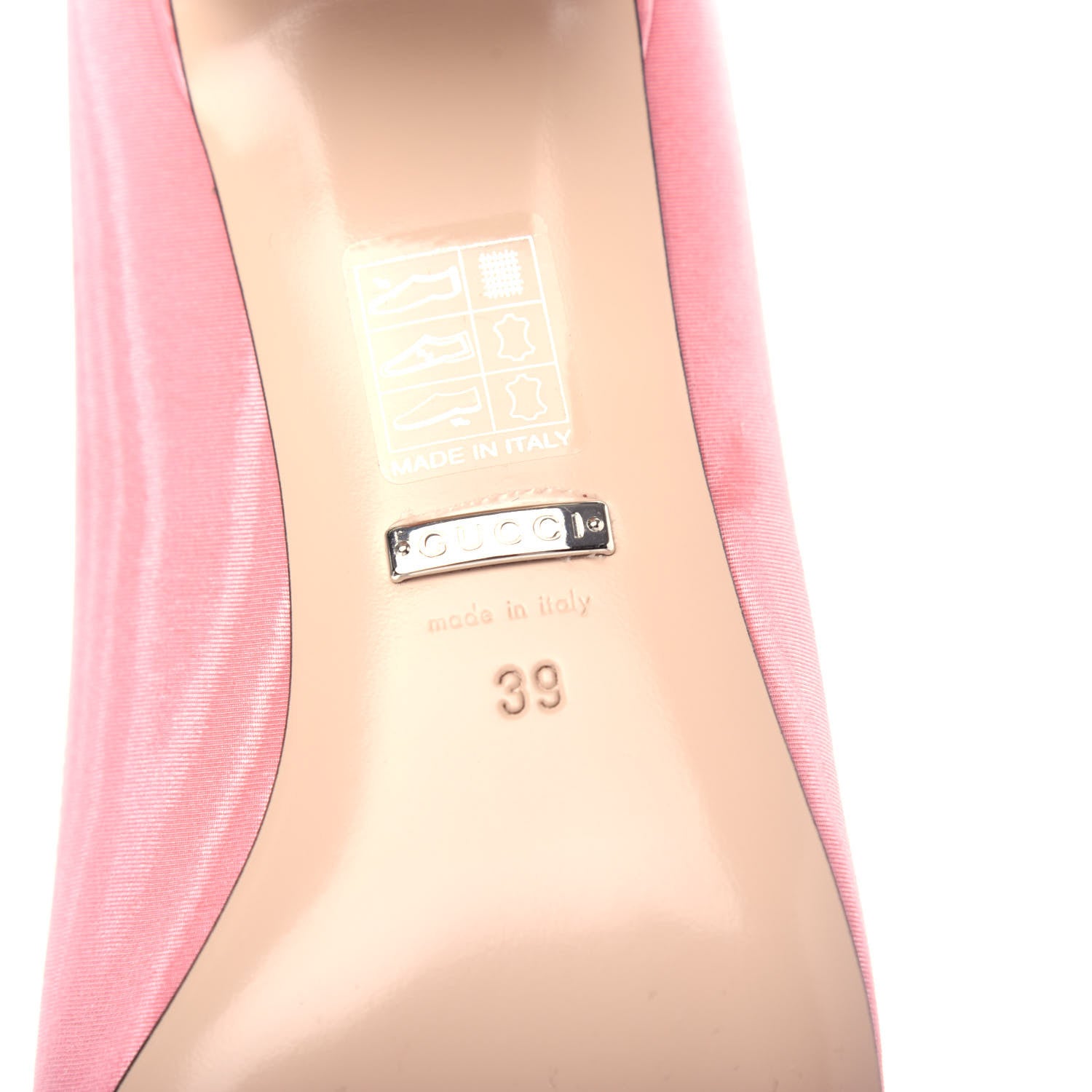 Gucci Moire Fabric Crystal Square G Madelyn Mid-Heel Pumps 39 Light Peony 9 of 12
