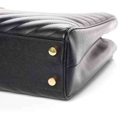 Saint Laurent Grain De Poudre Matelasse Chevron Monogram Shopping Bag Black 10 of 10