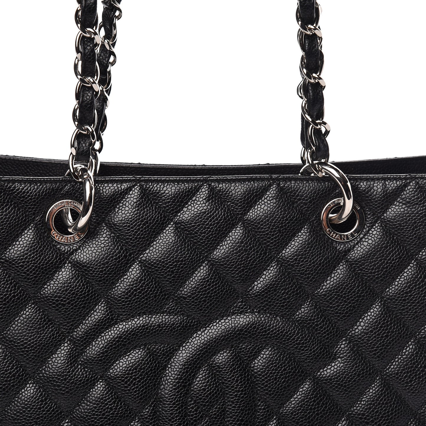 Caviar Quilted Grand Shopping Tote GST Black