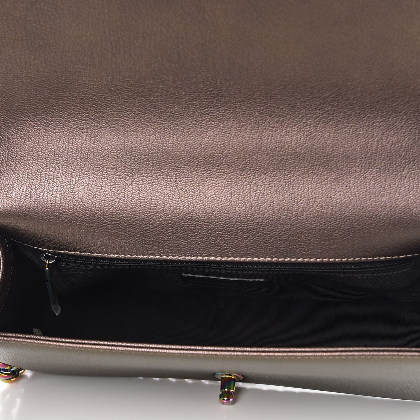 Iridescent Goatskin Quilted New Medium Boy Flap Dark Gold