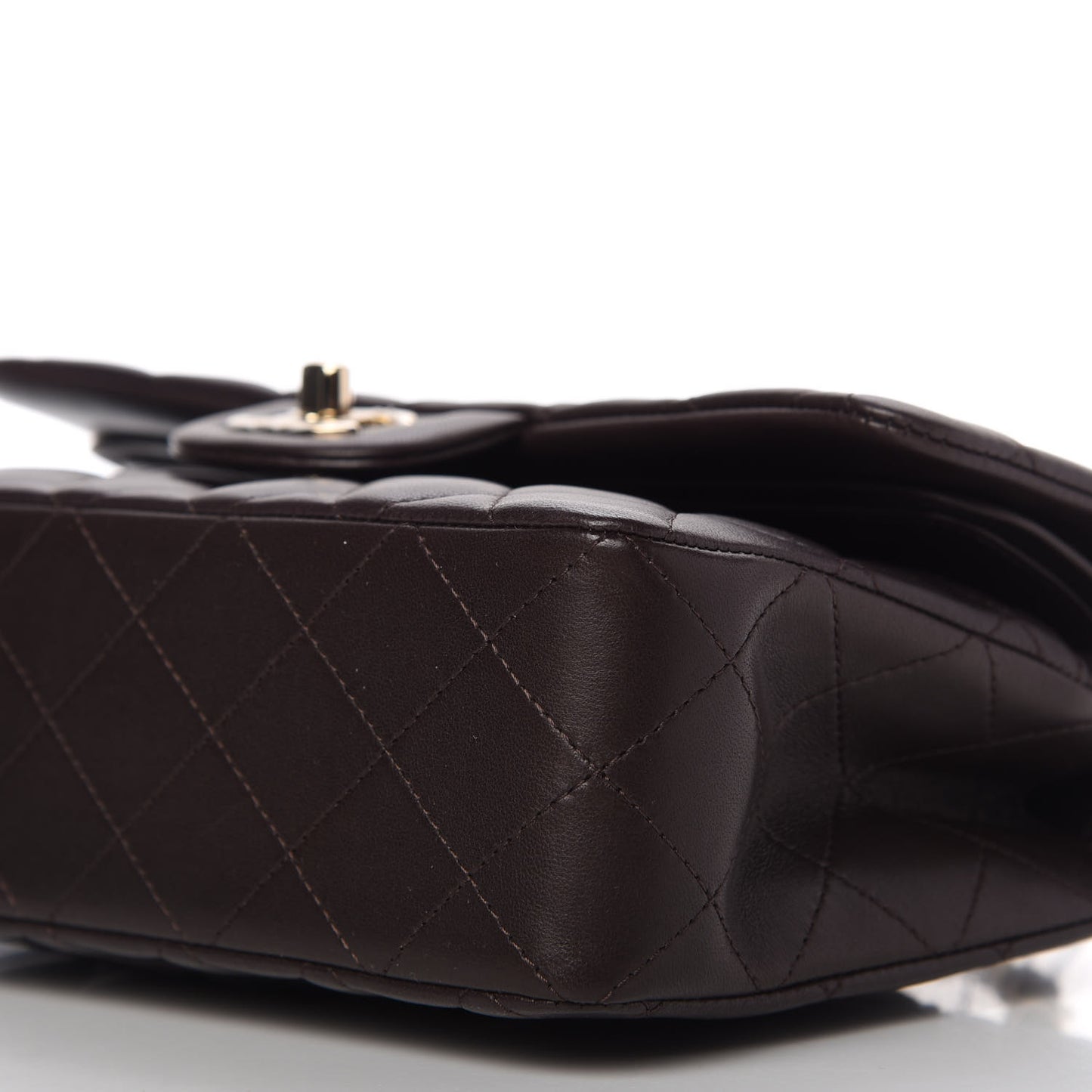 Lambskin Quilted Small Double Flap Dark Brown
