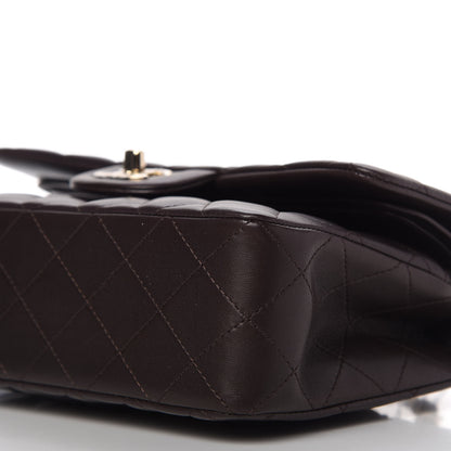 Chanel Lambskin Quilted Small Double Flap Dark Brown 7 of 11