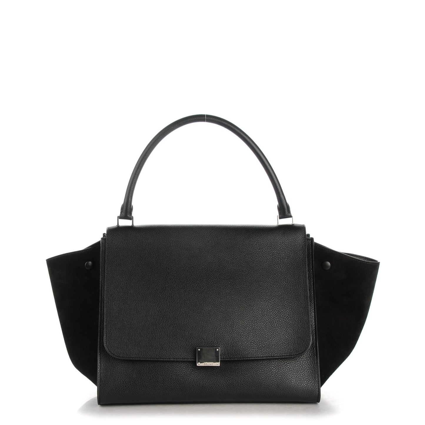 Drummed Calfskin Suede Large Trapeze Black