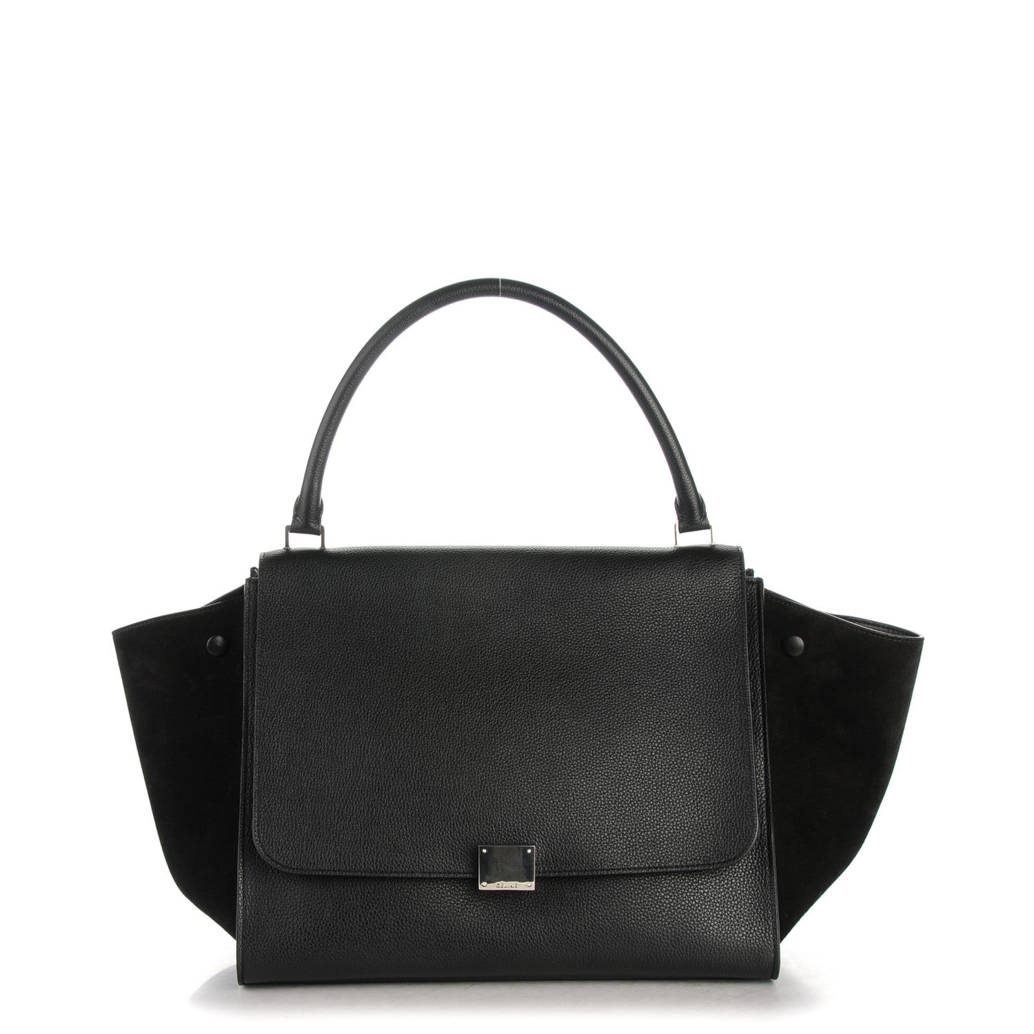 Celine Drummed Calfskin Suede Large Trapeze Black 1 of 7