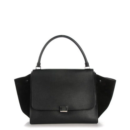 Celine Drummed Calfskin Suede Large Trapeze Black 1 of 7
