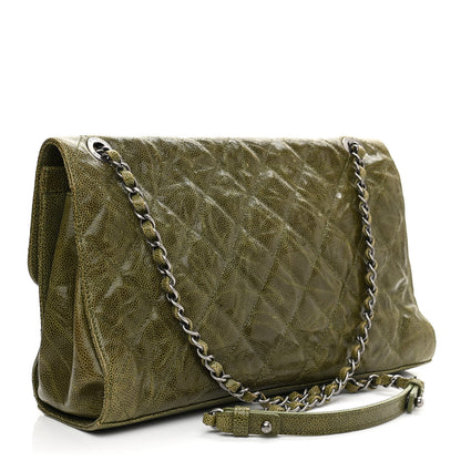 Chanel Crumpled Grained Calfskin Jumbo CC Crave Flap Green 4 of 13