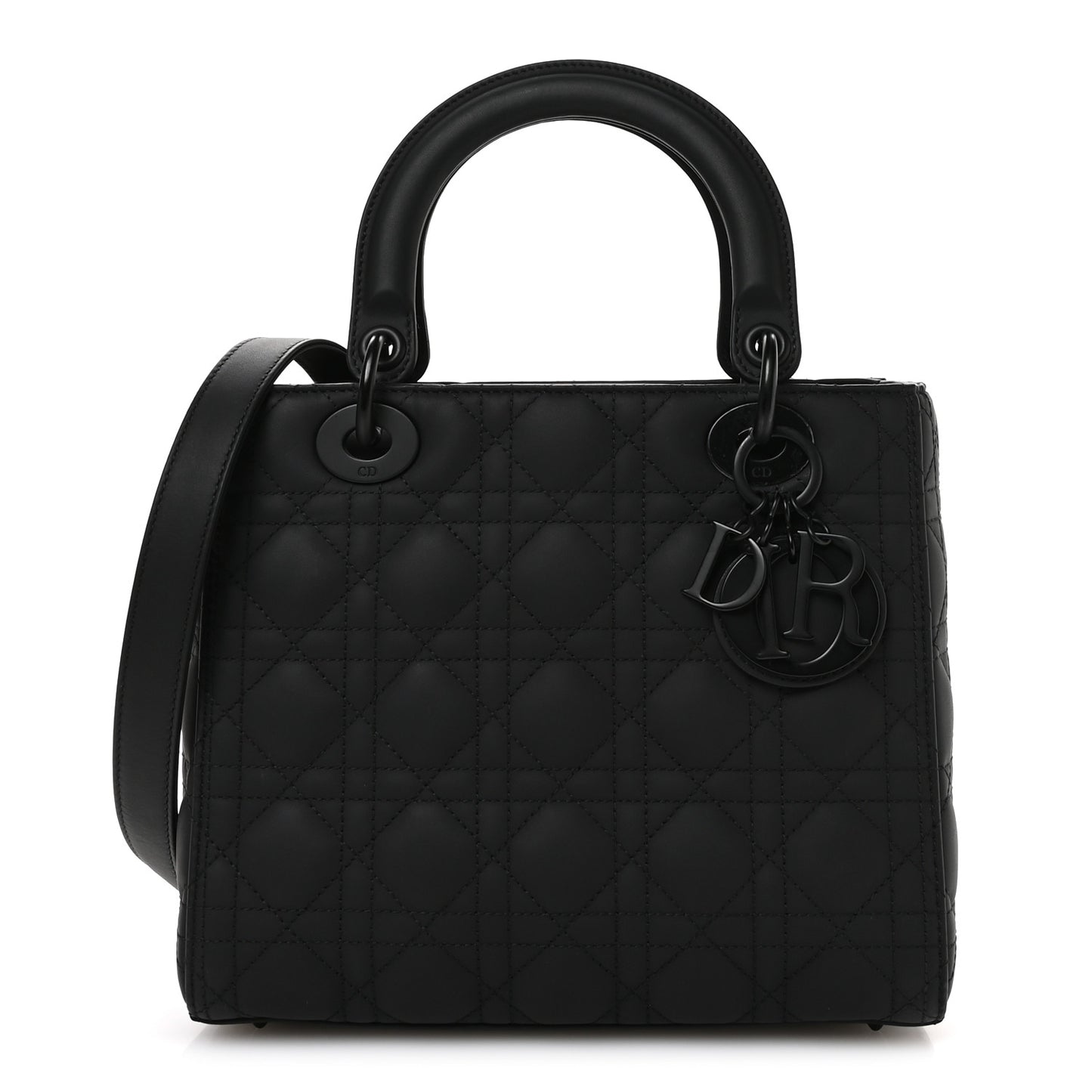 Ultra Matte Calfskin Cannage Medium Lady Dior Black Black