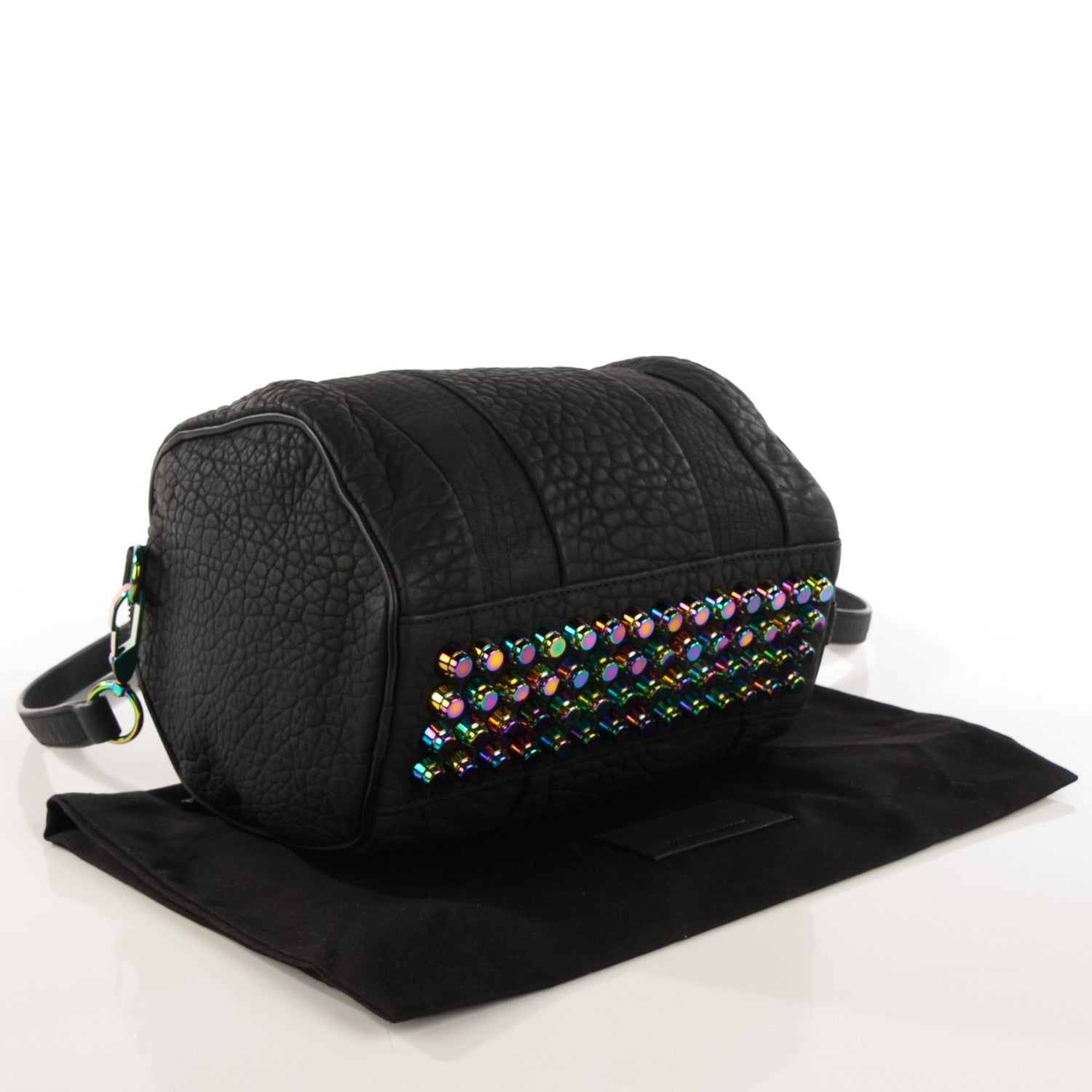 Alexander Wang Pebbled Lambskin Rockie Black Iridescent Hardware 4 of 8