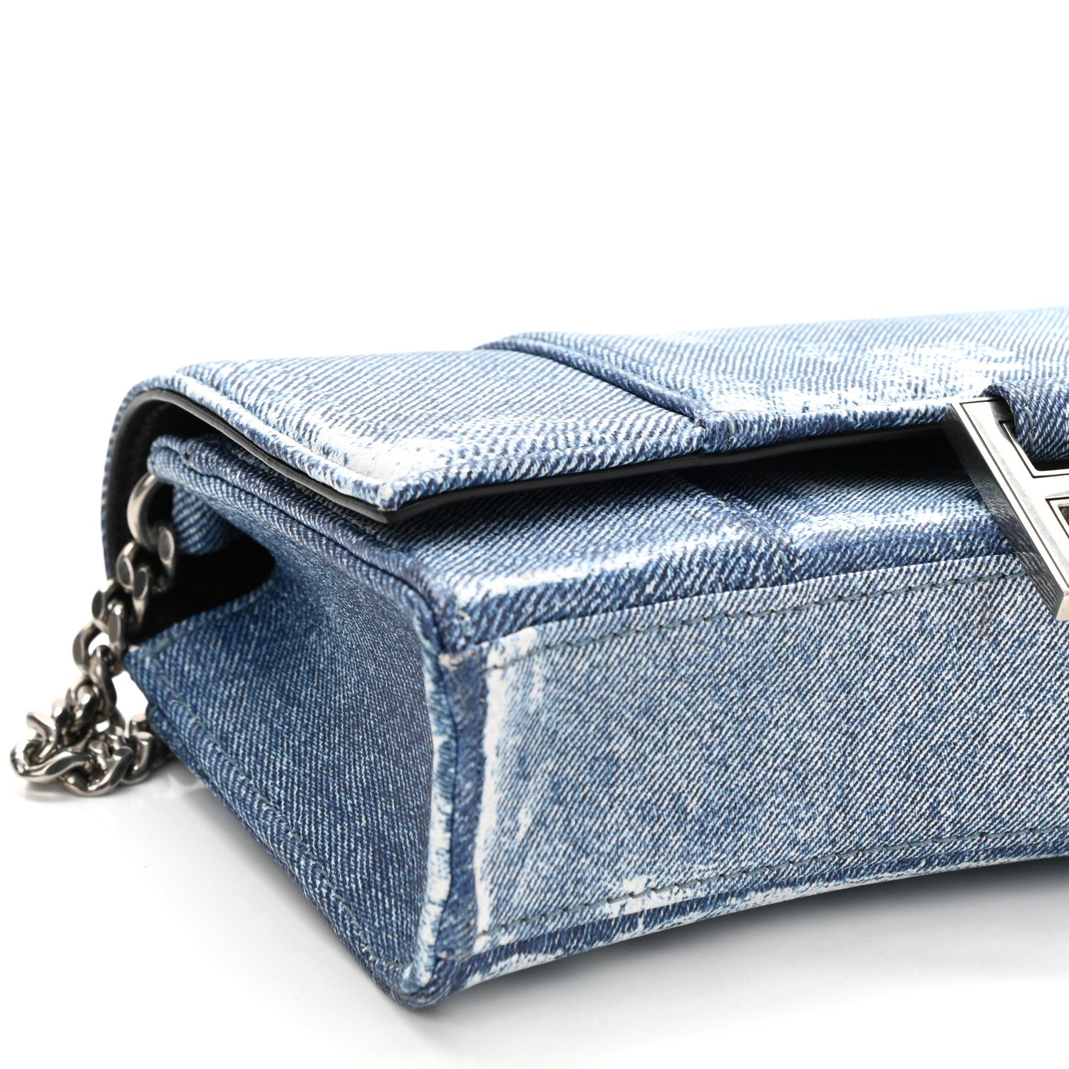 Balenciaga Nappa Denim Printed Hourglass Chain Bag Denim Blue 8 of 9