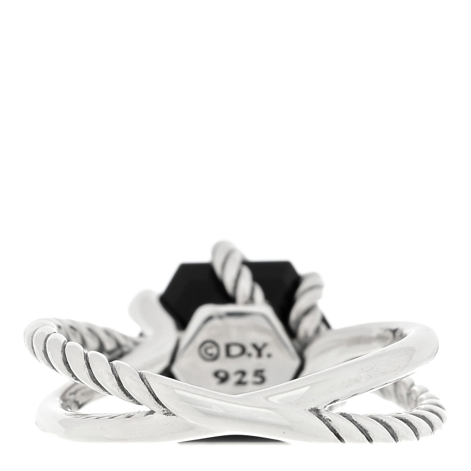 David Yurman Sterling Silver Diamond Black Onyx 10mm Cable Wrap Ring 53 6.25 3 of 4