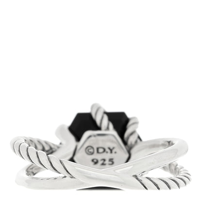 David Yurman Sterling Silver Diamond Black Onyx 10mm Cable Wrap Ring 53 6.25 3 of 4
