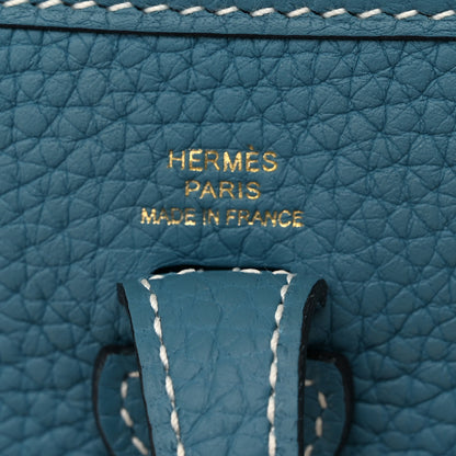 Hermes Taurillon Clemence Evelyne TPM New Blue Jean 6 of 11