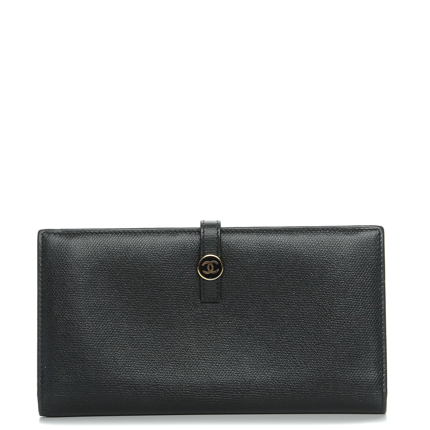 Grained Calfskin CC Button Wallet Black