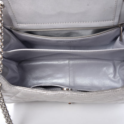 Chanel Metallic Aged Calfskin Quilted Reissue 2.55 Accordion Flap Silver 10 of 24