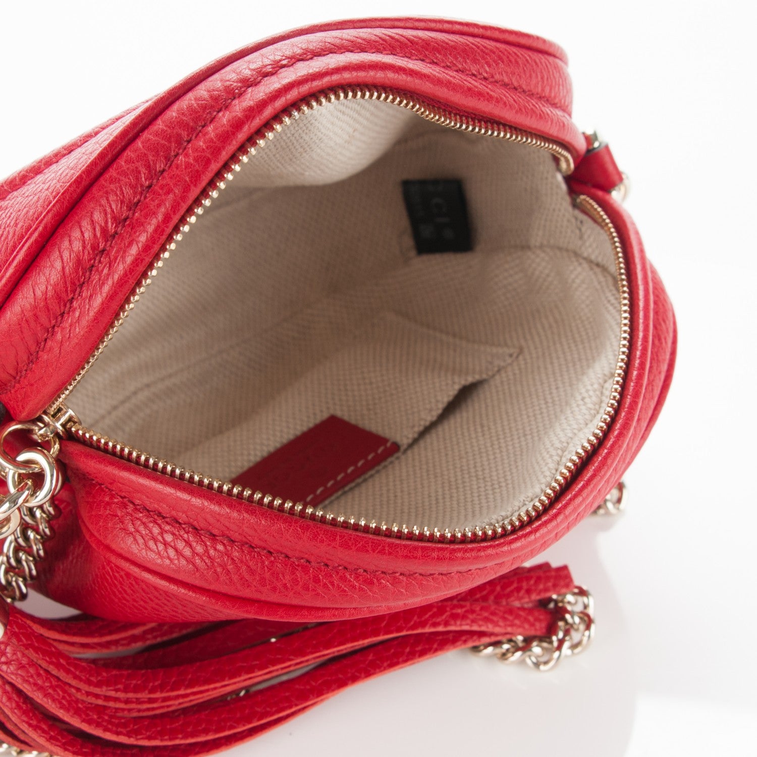 Gucci Pebbled Calfskin Mini Soho Chain Bag Tabasco Red 5 of 7