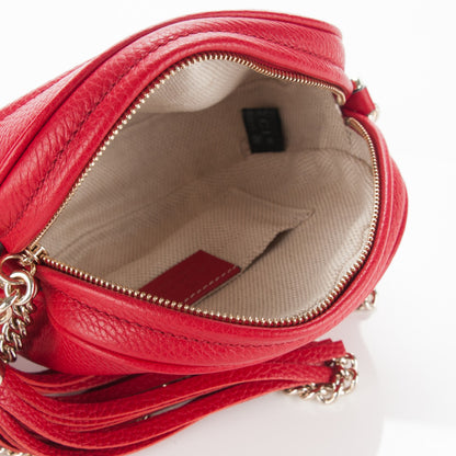 Gucci Pebbled Calfskin Mini Soho Chain Bag Tabasco Red 5 of 7