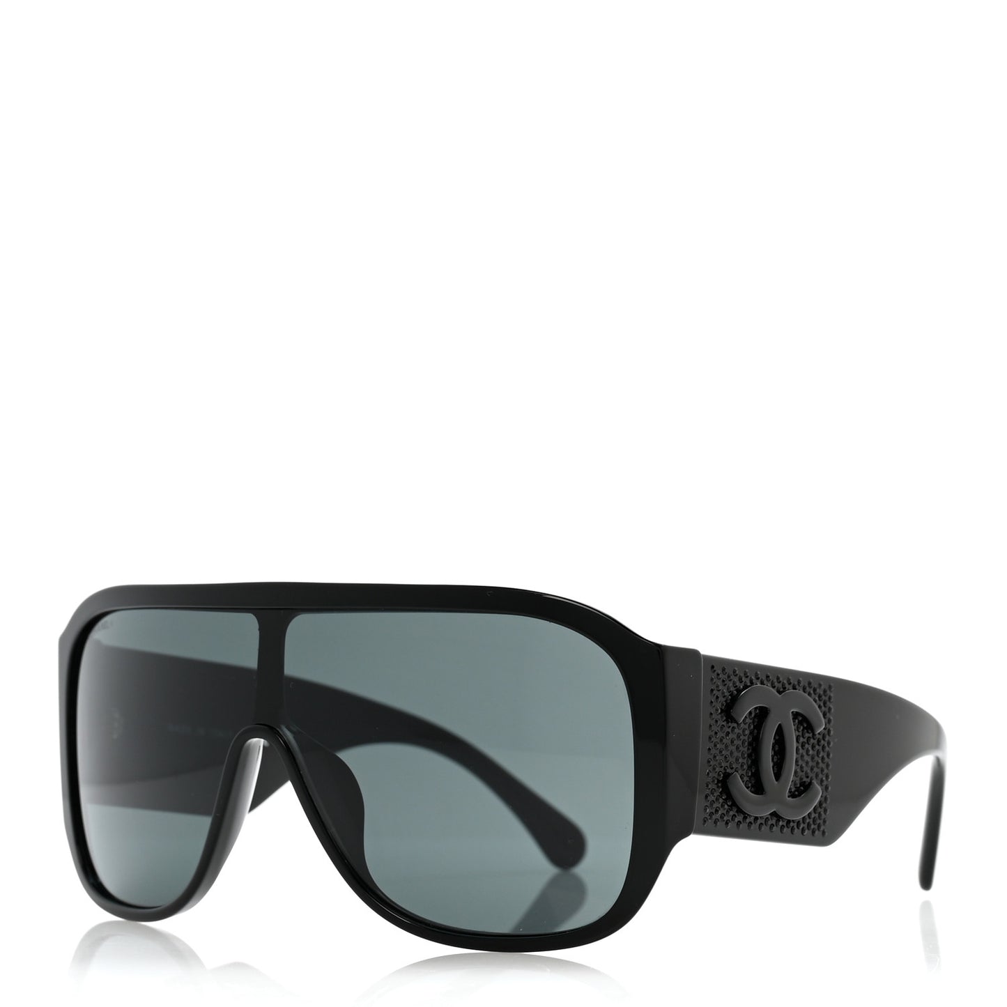 Acetate Crystal CC Shield Sunglasses 5466-B-A Black