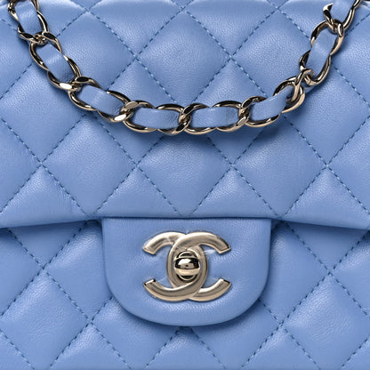 Chanel Lambskin Quilted Mini Rectangular Flap Light Blue 9 of 12