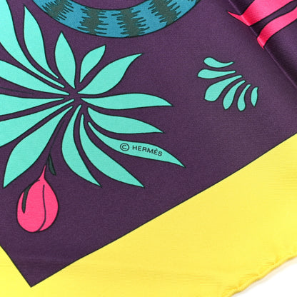 Hermes Silk Les Leopards Scarf 90 Jaune Vif Marine Canard 3 of 5