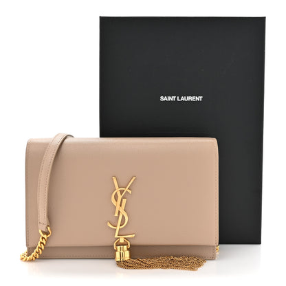 Saint Laurent Grain De Poudre Classic Monogram Kate Tassel Chain Wallet Dark Beige 11 of 11
