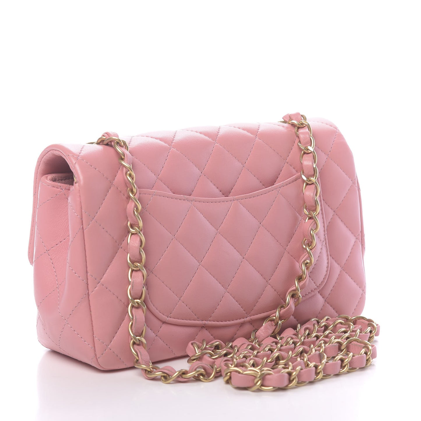 Lambskin Quilted Mini Rectangular Flap Pink