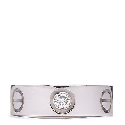 Cartier 18K White Gold 3 Diamond 5.5mm LOVE Ring 45 3.25 1 of 4