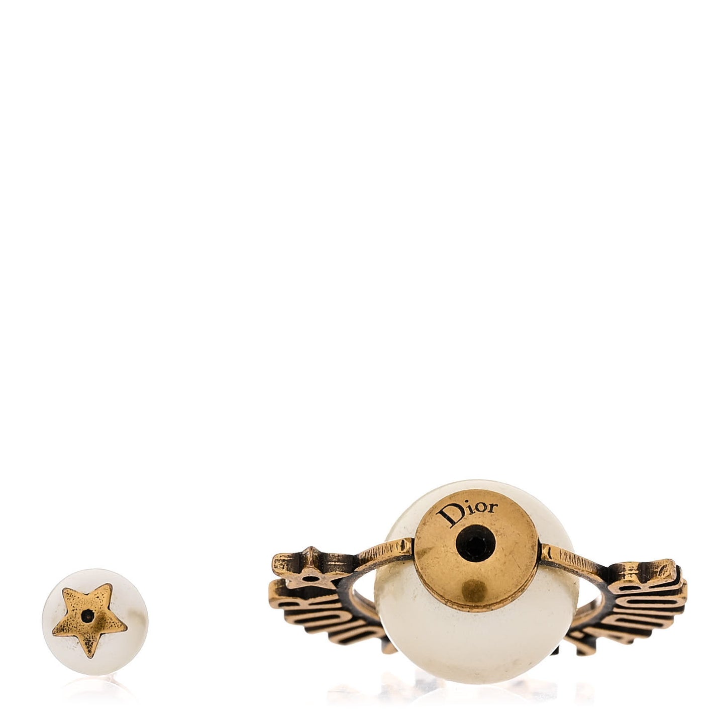 CHRISTIAN DIOR Metal Pearl J'Adior Tribal Earrings Gold