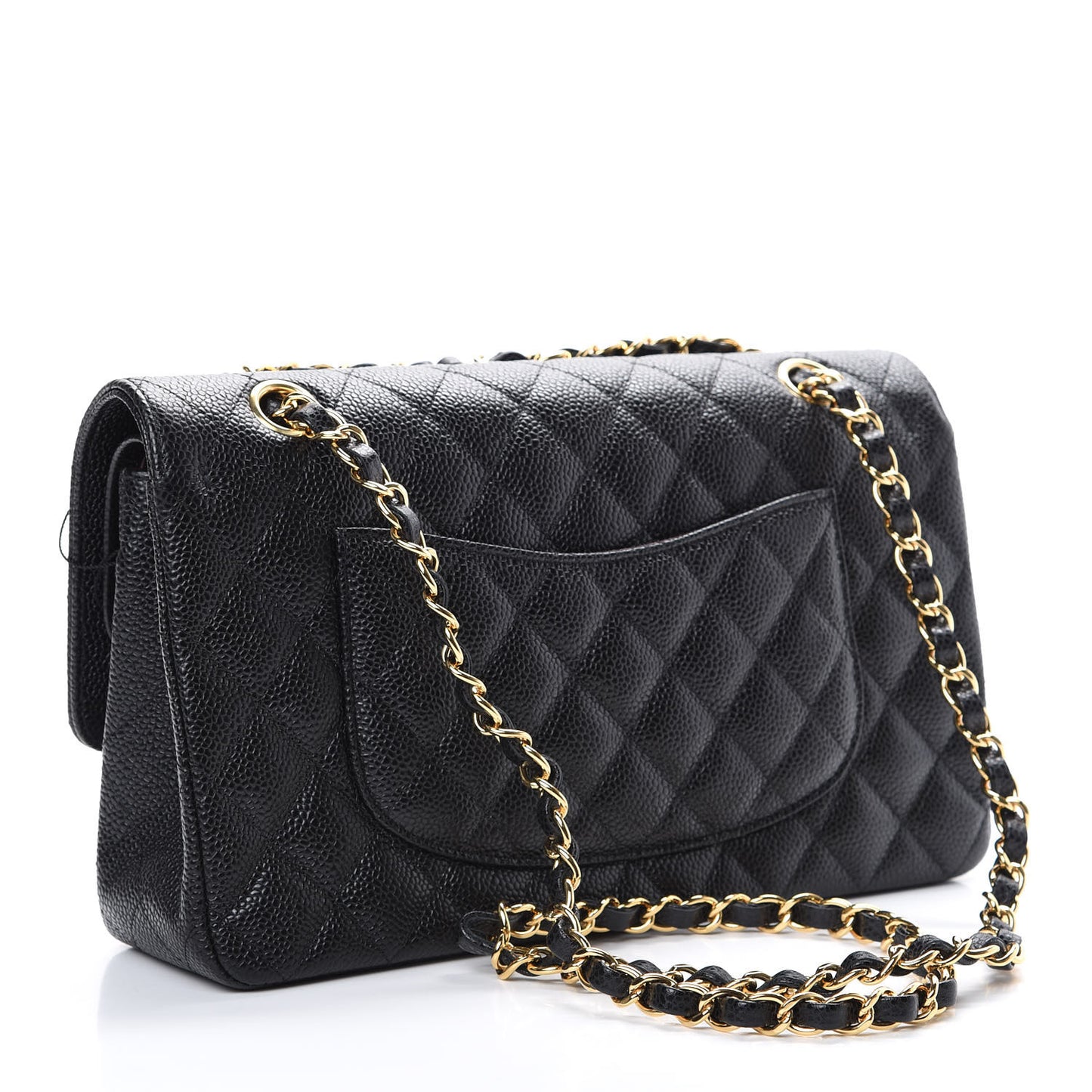 Caviar Quilted Medium Double Flap Black