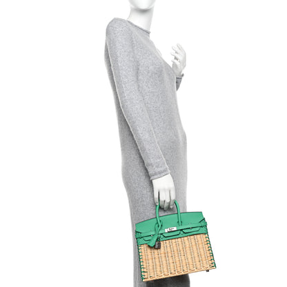 Hermes Wicker Swift Picnic Birkin 25 Naturel Menthe 3 of 13