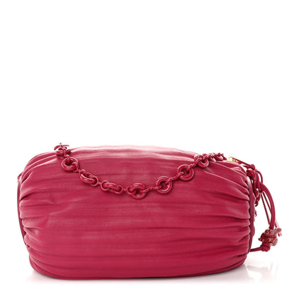 Loewe Lambskin Pleated Bracelet Pouch Chain Shoulder Bag Rouge Blossoms 1 of 11